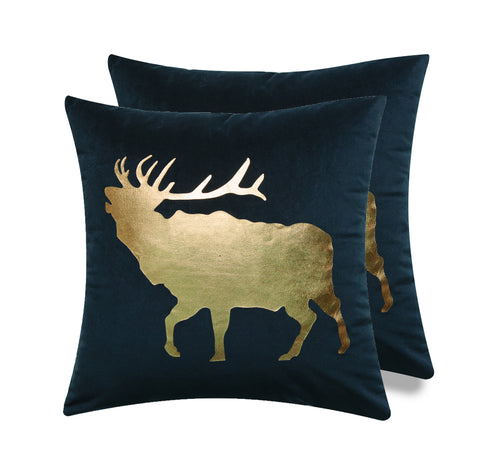 Christmas Gold and Silver - SKU: GS1818KSEKG1 - Pattern ELK -  with Gold Foil Print - Set of 2