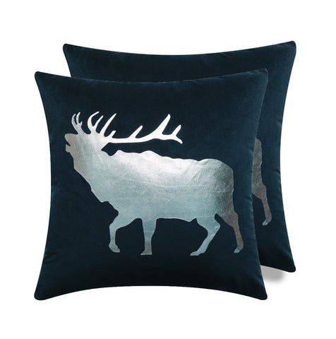 Christmas Gold and Silver - SKU: GS1818KSEKS1 - Pattern ELK -  with Silver Foil Print - Set of 2