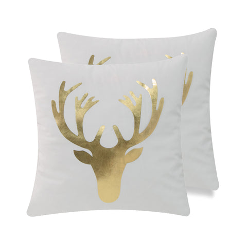 Christmas Gold and Silver - SKU: GS1818KSMHG1 - Pattern ELK -  with Gold Foil Print - Set of 2