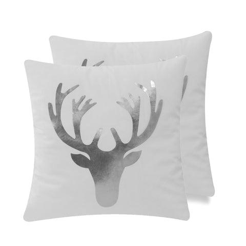 Christmas Gold and Silver - SKU: GS1818KSMHS1 - Pattern ELK -  with Silver Foil Print - Set of 2