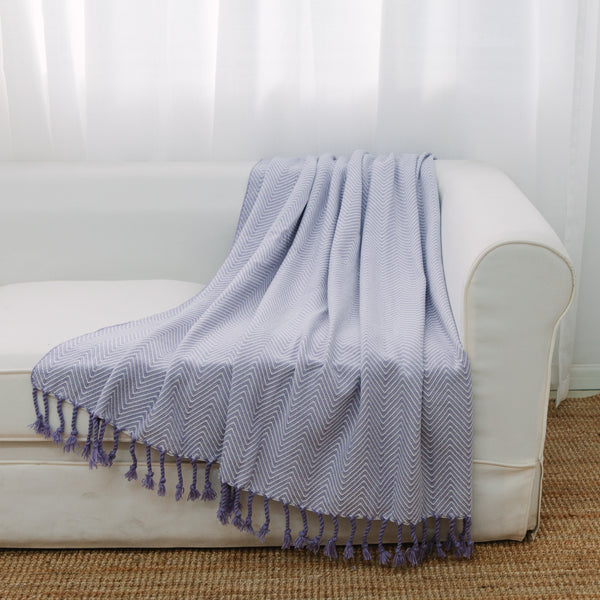 Los Angeles Knit Throw with Fringe - Chevron Pattern - Many color options