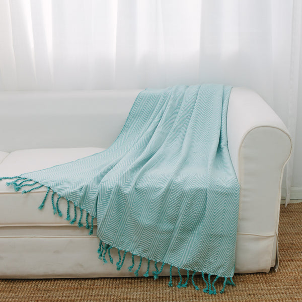 Los Angeles Knit Throw with Fringe - Chevron Pattern - Many color options