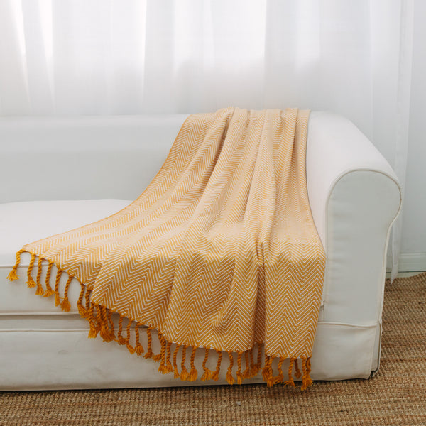 Los Angeles Knit Throw with Fringe - Chevron Pattern - Many color options