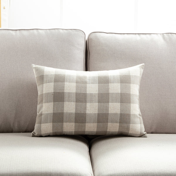 Michael Penney Throw Pillow-Check and Stripe - Neutral Color - Size in 14 x 20 and 20 x 20 inches