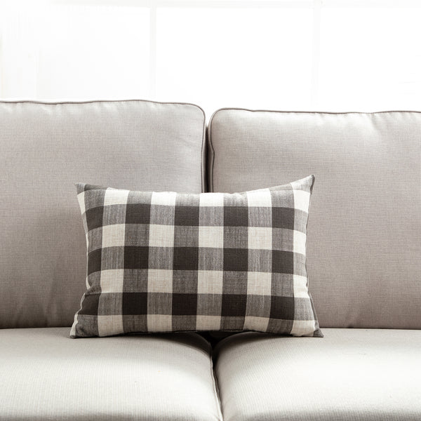 Michael Penney Throw Pillow-Check and Stripe - Neutral Color - Size in 14 x 20 and 20 x 20 inches