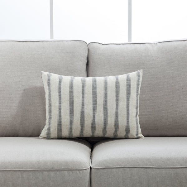 Michael Penney Throw Pillow-Check and Stripe - Neutral Color - Size in 14 x 20 and 20 x 20 inches