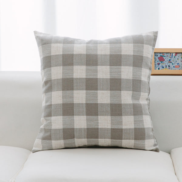 Michael Penney Throw Pillow-Check and Stripe - Neutral Color - Size in 14 x 20 and 20 x 20 inches